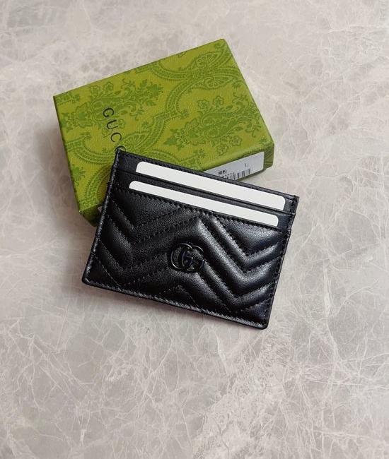Gucci Card Holder Black Double G 443127