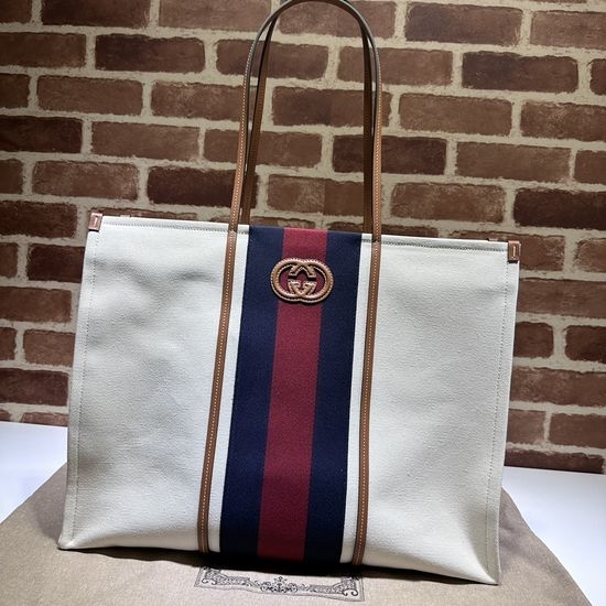 Gucci Tote Bag Off-white Canvas 727701