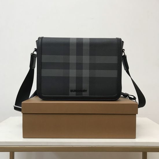 Burberry Check Trimmed Leather Shoulder Bag 80721731