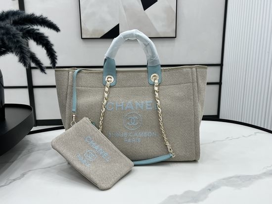 Chanel Large Canvas Casual Shopping Tote Bag 66941