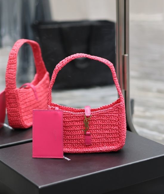 Yves Saint Laurent YSL LE 5 A 7 Fuchsia Woven Shoulder Bag 710310