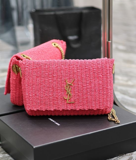 Yves Saint Laurent YSL Kate Woven Raffia Chain Bag 553804