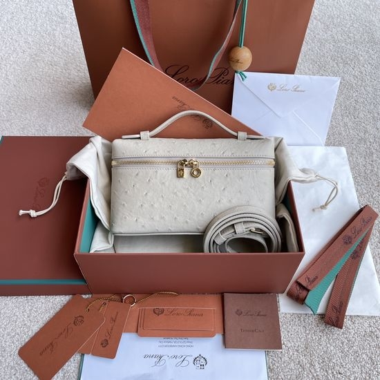 Loro Piana Extra Pocket Ostrich Grain Bag FAN1035