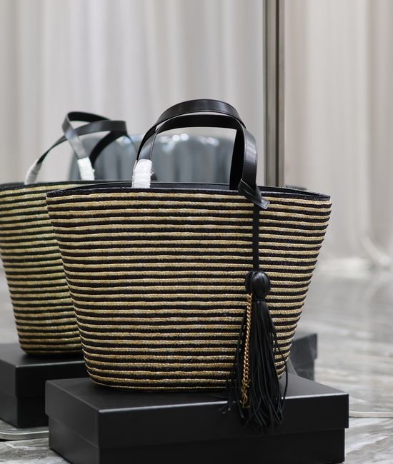 Yves Saint Laurent YSL Raffia Weave Bucket Bag 600308