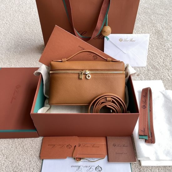 Loro Piana Lunch Box Leather Crossbody Bag FAI4045
