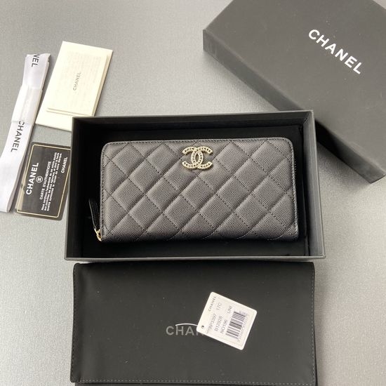 Chanel Wallet Grain Calfskin With Diamond Hardware A3397