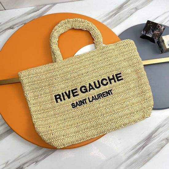 Yves Saint Laurent YSL RIVE GAUCHE Raffia Tote Bag 688864
