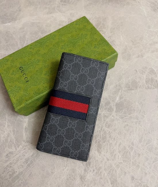 Gucci Leather Trim Long Wallet 408836