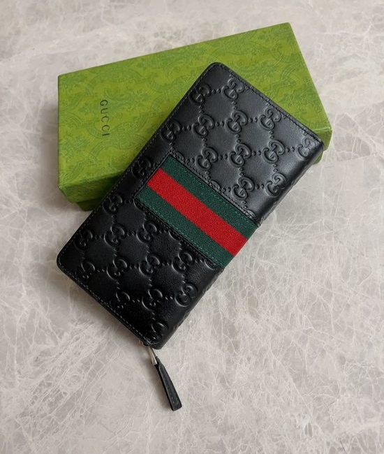 Gucci Embossed Leather Zip Wallet 408831