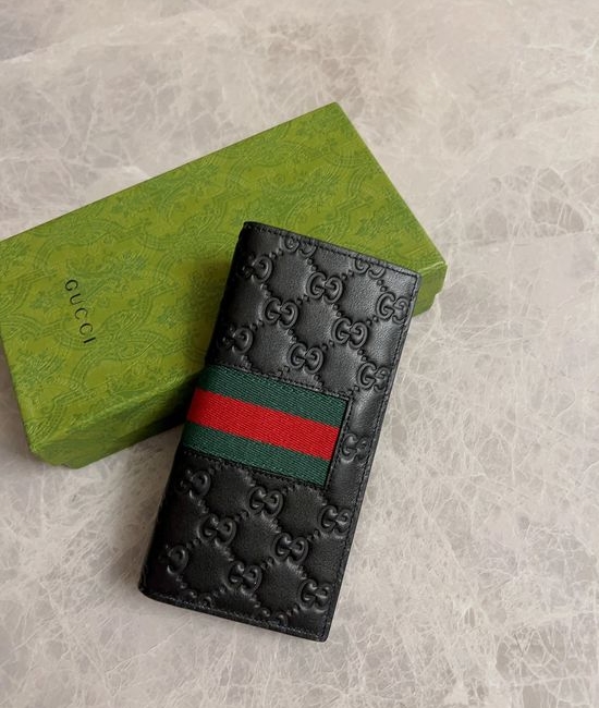 Gucci Embossed Leather Web Striped Wallet 408836