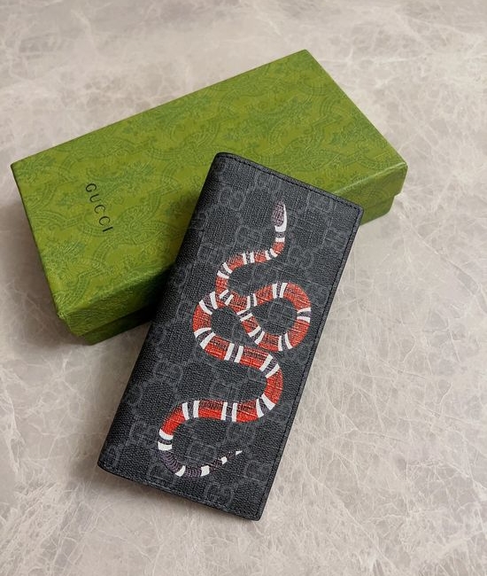 Gucci Striped Snake Print Short Wallet 459456