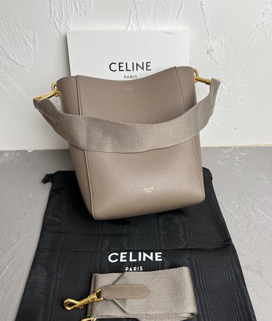 Celine Sangle Grained Leather Bucket Bag 189303
