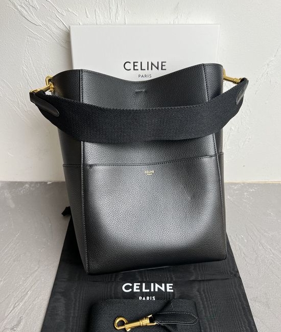 Celine Sangle Seau Litchi Leather Bucket Bag 168105