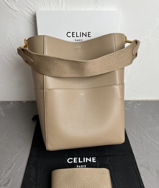 Celine Sangle Seau Litchi Leather Bucket Bag 168105