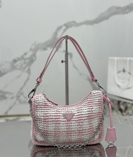 Prada Raffia Woven Hobo Shoulder Bag 1BC204