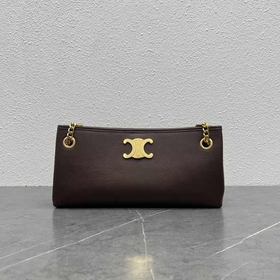Celine Newspaper Chain Bag in Chestnut Leather 114253