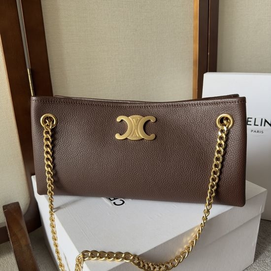 Celine NEWSPAPER TRIOMPHE SOFT Leather Chain Bag 114253