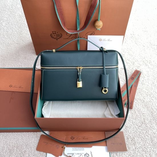 Loro Piana Extra Bag Green Cowhide Handbag FAN3462