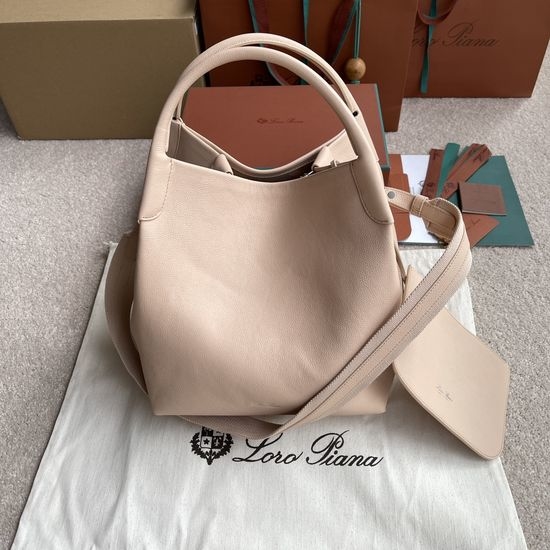 Loro Piana Bale Calfskin Light Beige Bucket Bag FAI9875
