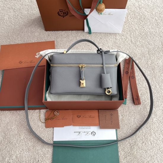 Loro Piana Extra Bag Palm-Grained Grey 8350