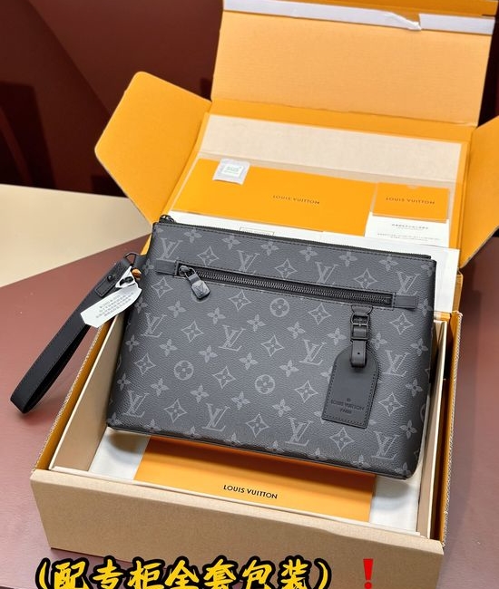 Louis Vuitton LV Takeoff Damier Infini Leather Handbag Black Floral N40504