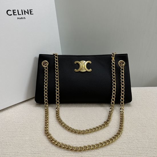 Celine Newspaper Chain Bag Golden Chain 114253 Black