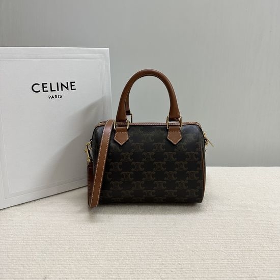 Celine TRIOMPHE CANVAS Small Boston Bag 113772 Floral Brown 13700