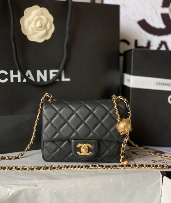 Chanel Classic Flap Gold Ball Adjustable Shoulder Bag AS1786
