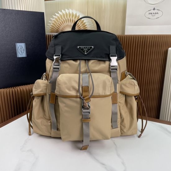 Prada Saffiano Leather Trim Fabric Backpack 2VZ074