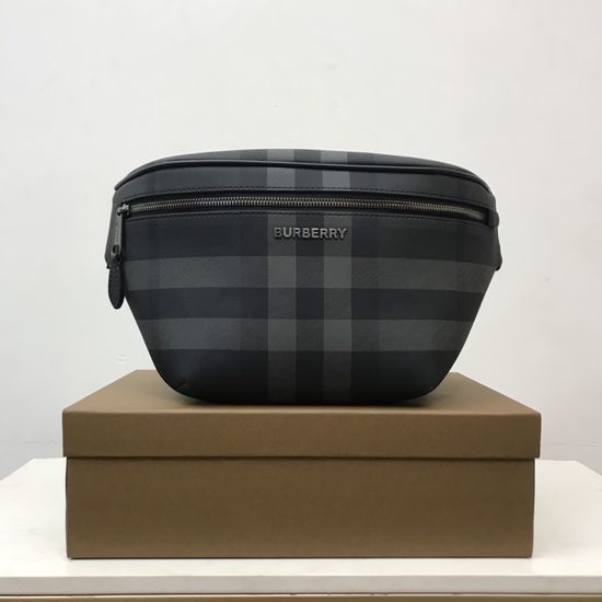 Burberry Waist Bag Check Pattern Leather Trim 80365591