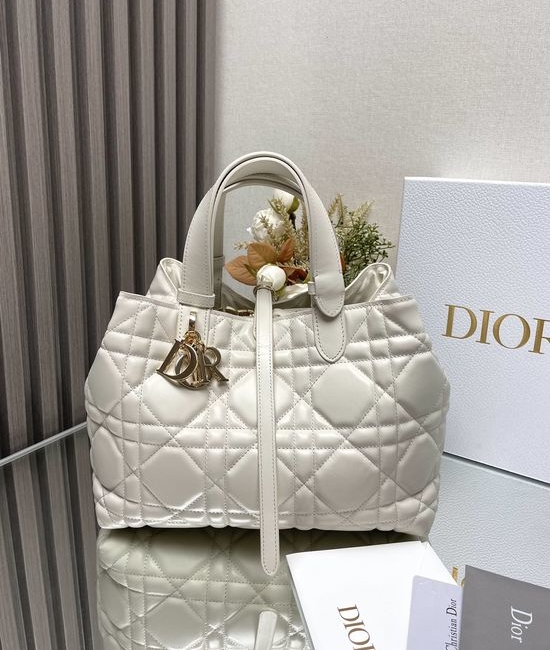 Christian Dior CD Toujours Medium White Leather Handbag 2821