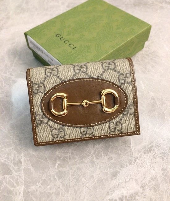 Gucci 1955 Horsebit Canvas and Leather Card Holder 621887