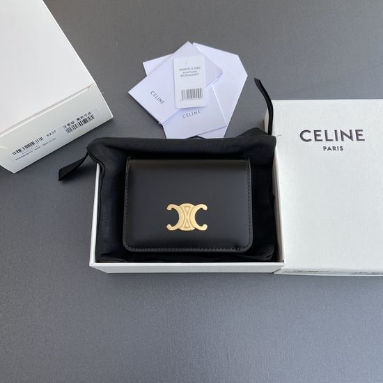 Celine TRIOMPHE Shiny Calfskin Short Wallet 10K623DPV