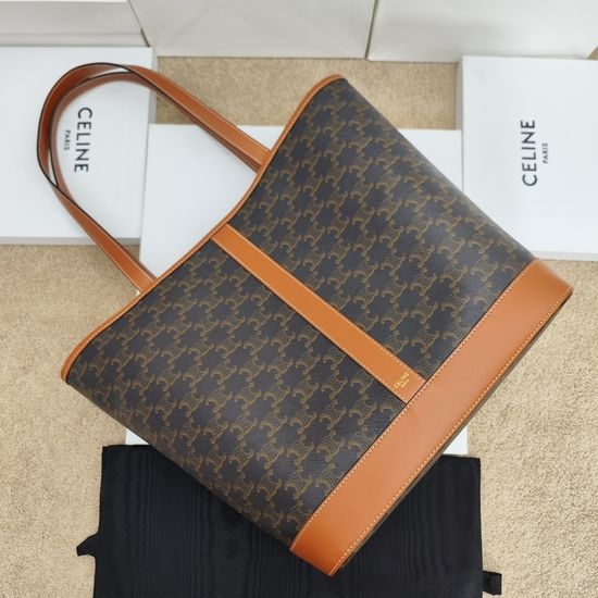 Celine CABAS Triomphe Canvas Leather Tote 115072