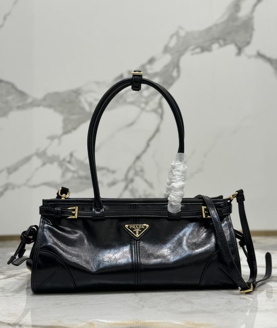 Prada SoftLux Oil Wax Leather Tote Crossbody Bag 1BA426