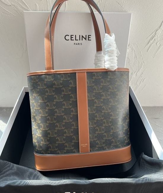 Celine Cabas Logo Printed Leather Tote 115082