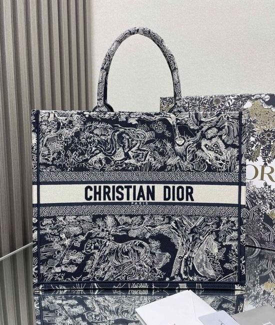 Christian Dior CD Blue Tiger Large Shopping Tote 17698