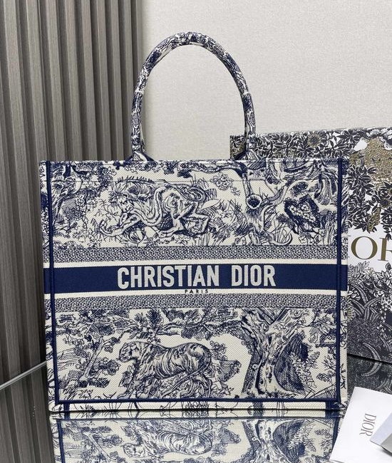 Christian Dior CD Old Blue Tiger Large Shopping Tote 17549