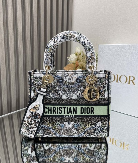 Christian Dior CD Lady Christian Dior CD Green Floral Bag 11870