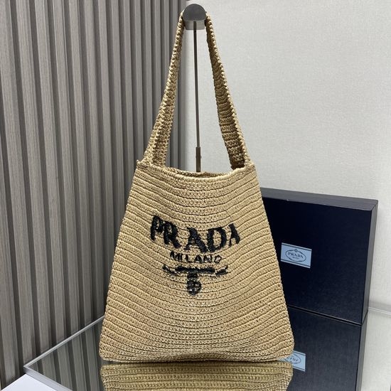 Prada Raffia Tote Crossbody Bag Artistic Design 1BC182