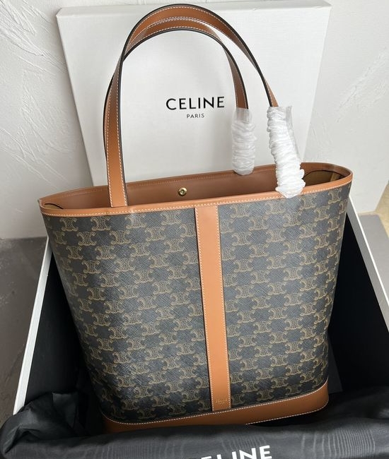 Celine CABAS Logo Printed Leather Handbag 115072