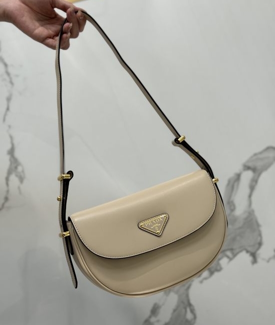 Prada Moon Curved Leather Handbag 1BD365