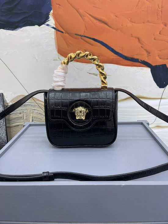 Versace Medusa Black Crocodile Embossed Bag 14576