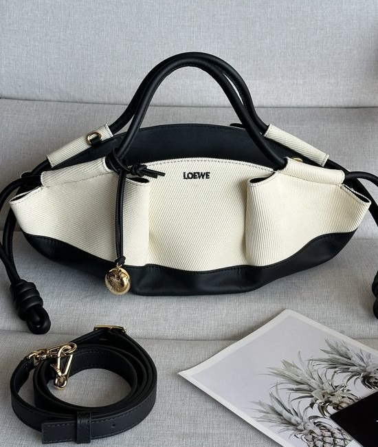 Loewe Paseo Nappa Leather Canvas Handbag 1668