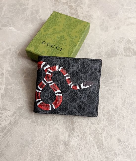 Gucci Stripe Snake Logo Short Wallet 451268