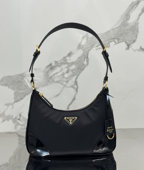 Prada Nylon Curved Minimalist Shoulder Bag 1BC214