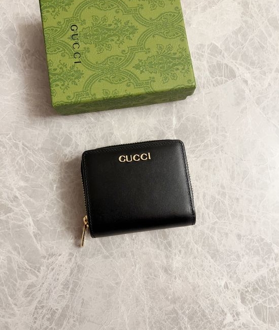 Gucci Black Leather Zipper Wallet 772639