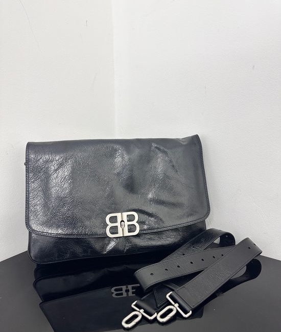 Balenciaga BB Soft Black Leather Crossbody Bag 748488