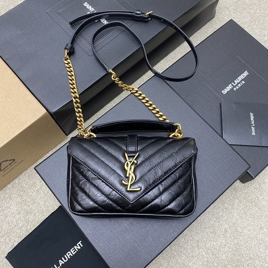 Yves Saint Laurent YSL College Cracked Leather Messenger Bag 779430