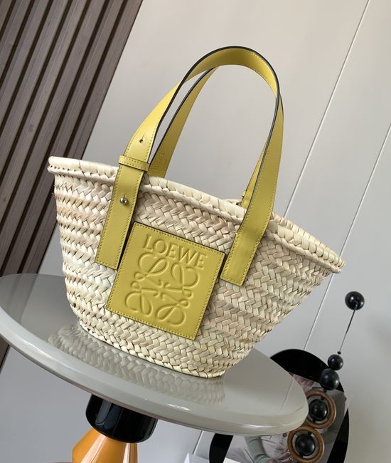 Loewe Basket Palm Leaf Leather Tote 8004